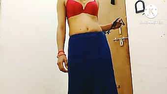 Hot Indian Housewife In Traditional Attire Undresses And Pleasures Herself